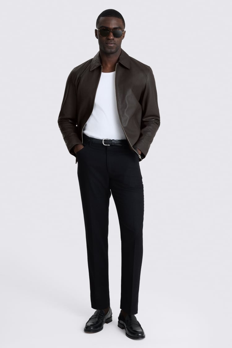 Dark Brown Nappa Zip Jacket 