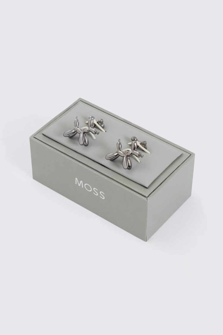 Gunmetal Dog And Bone Cufflinks