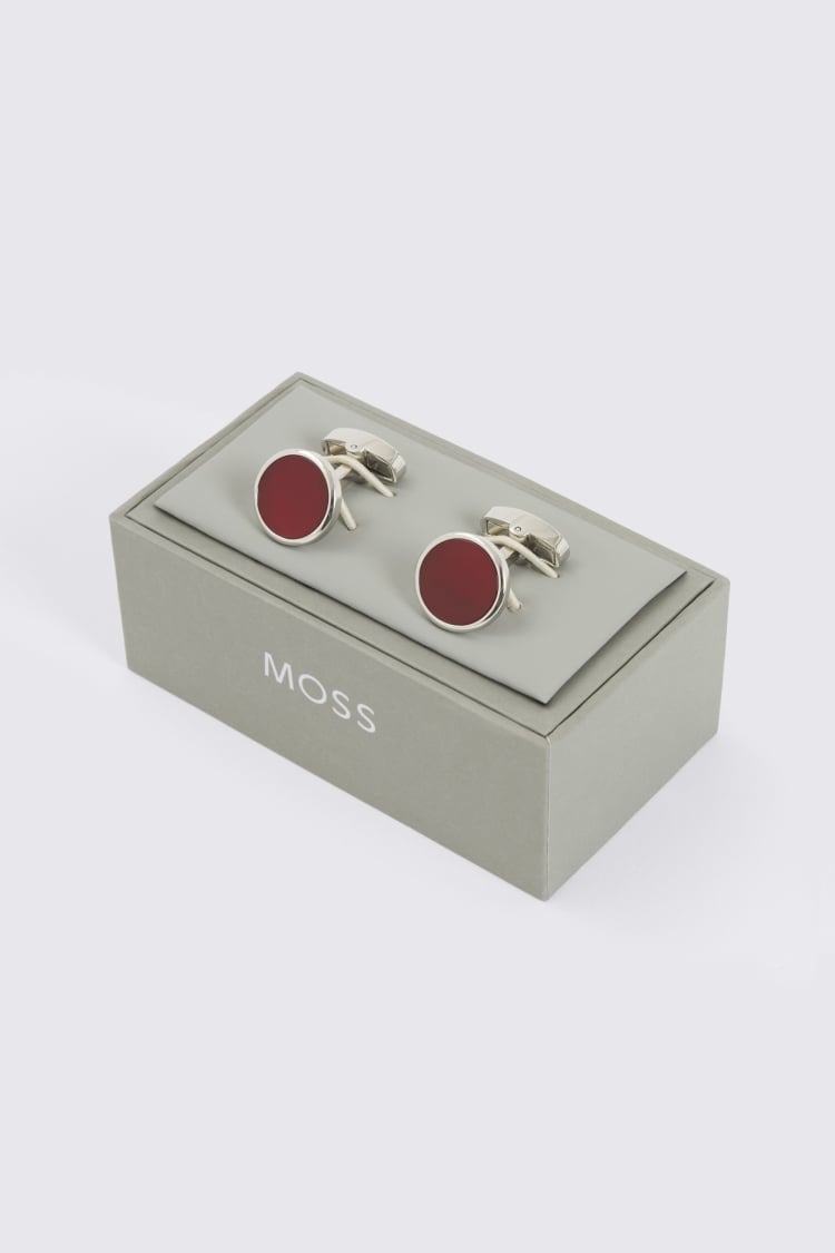 Red Round Onyx Cufflinks