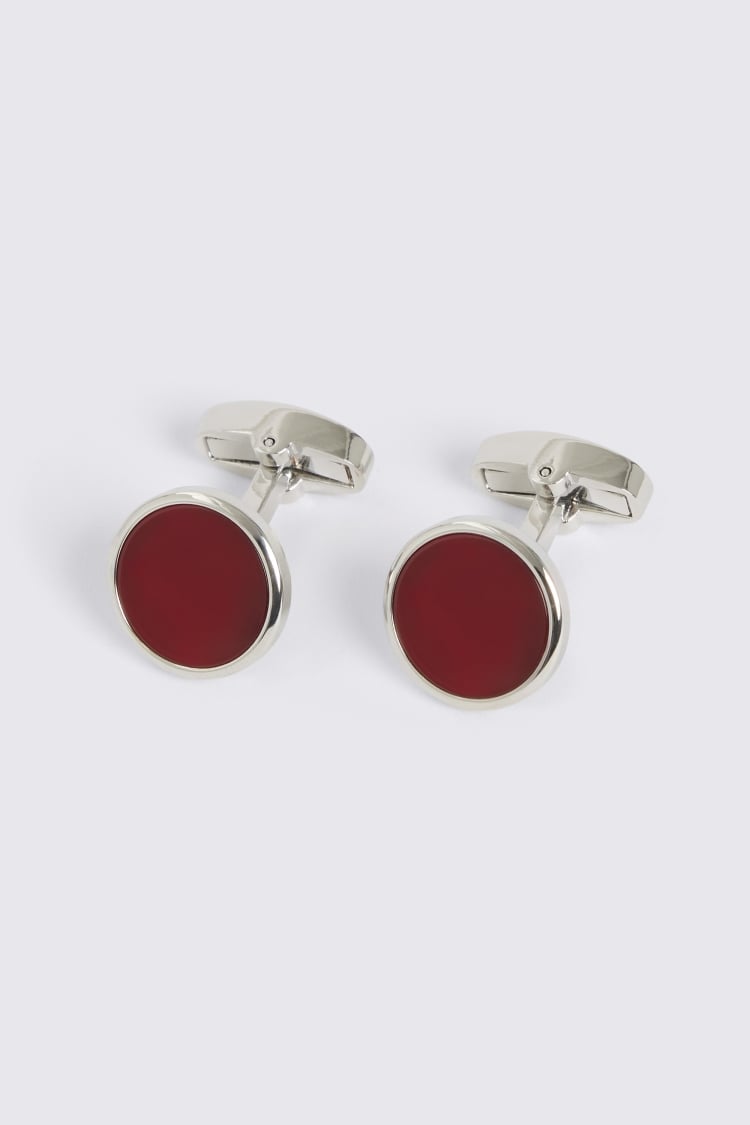 Red Round Onyx Cufflinks