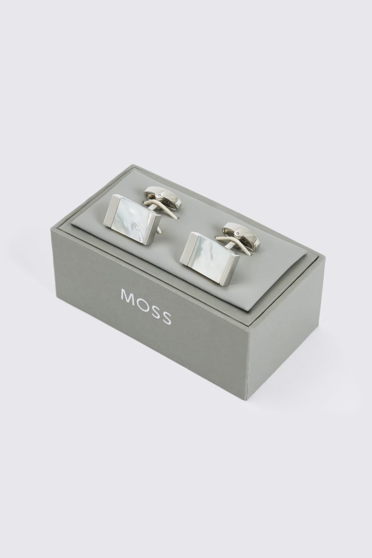 Silver Mother of Pearl Rectangle Cufflinks