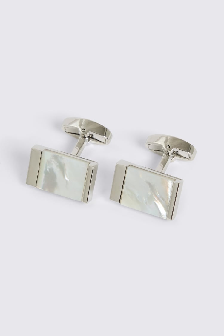 Silver Mother of Pearl Rectangle Cufflinks