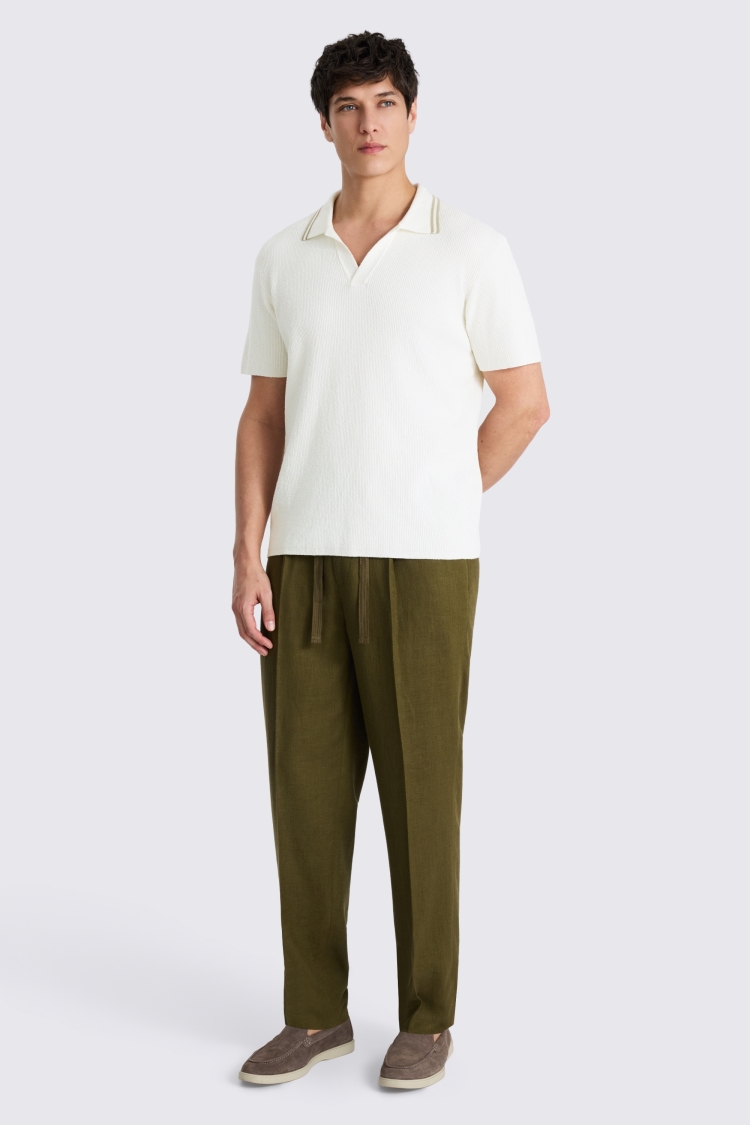 Off White Ribbed Bouclé Skipper Polo Shirt