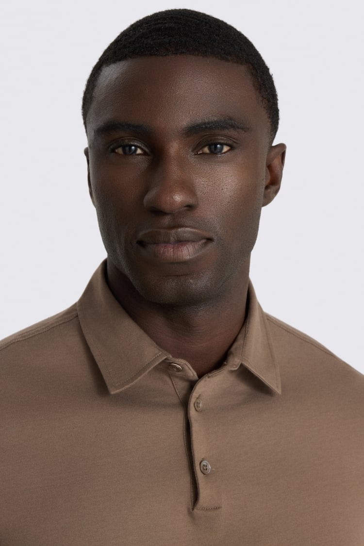 Brown Cotton Jersey Polo Shirt