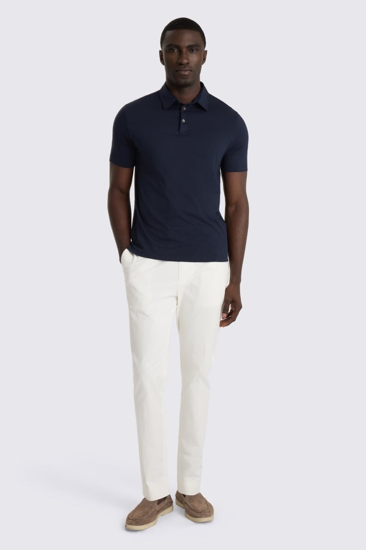 Navy Cotton Jersey Polo Shirt