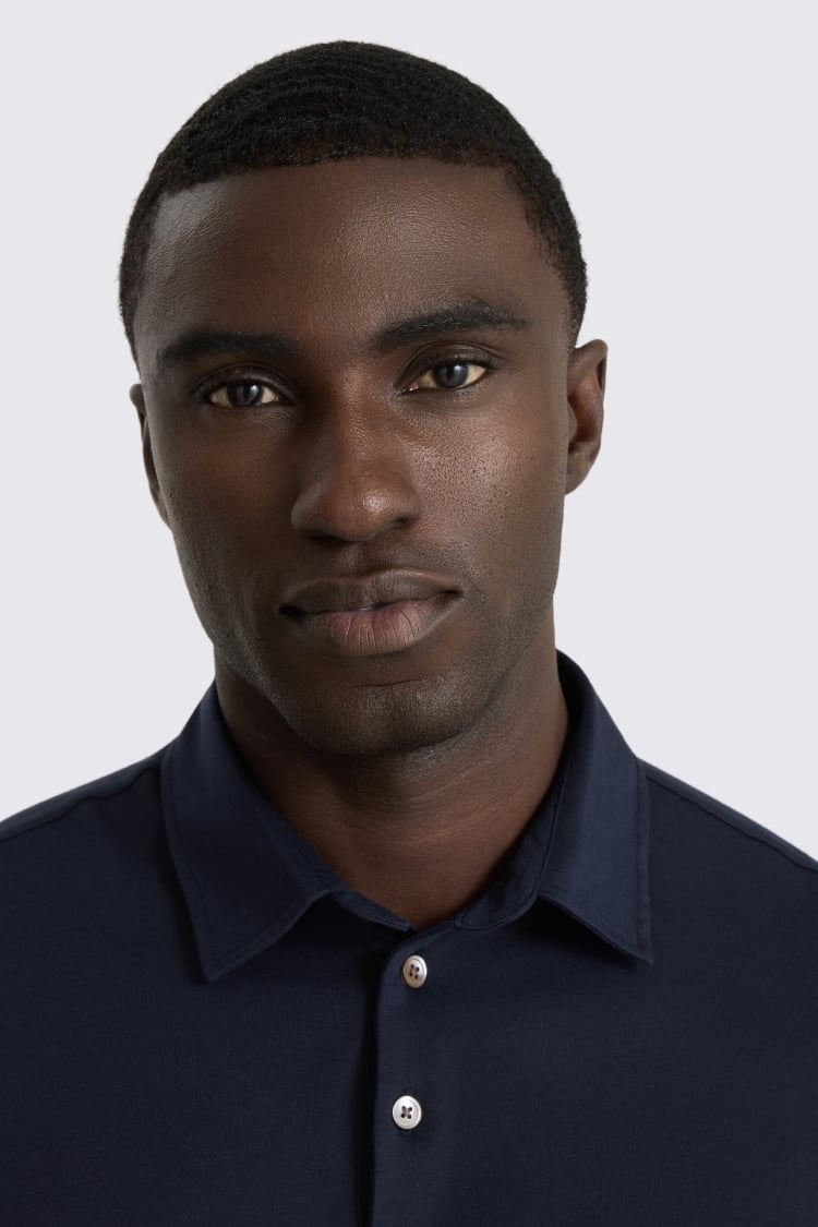 Navy Cotton Jersey Polo Shirt