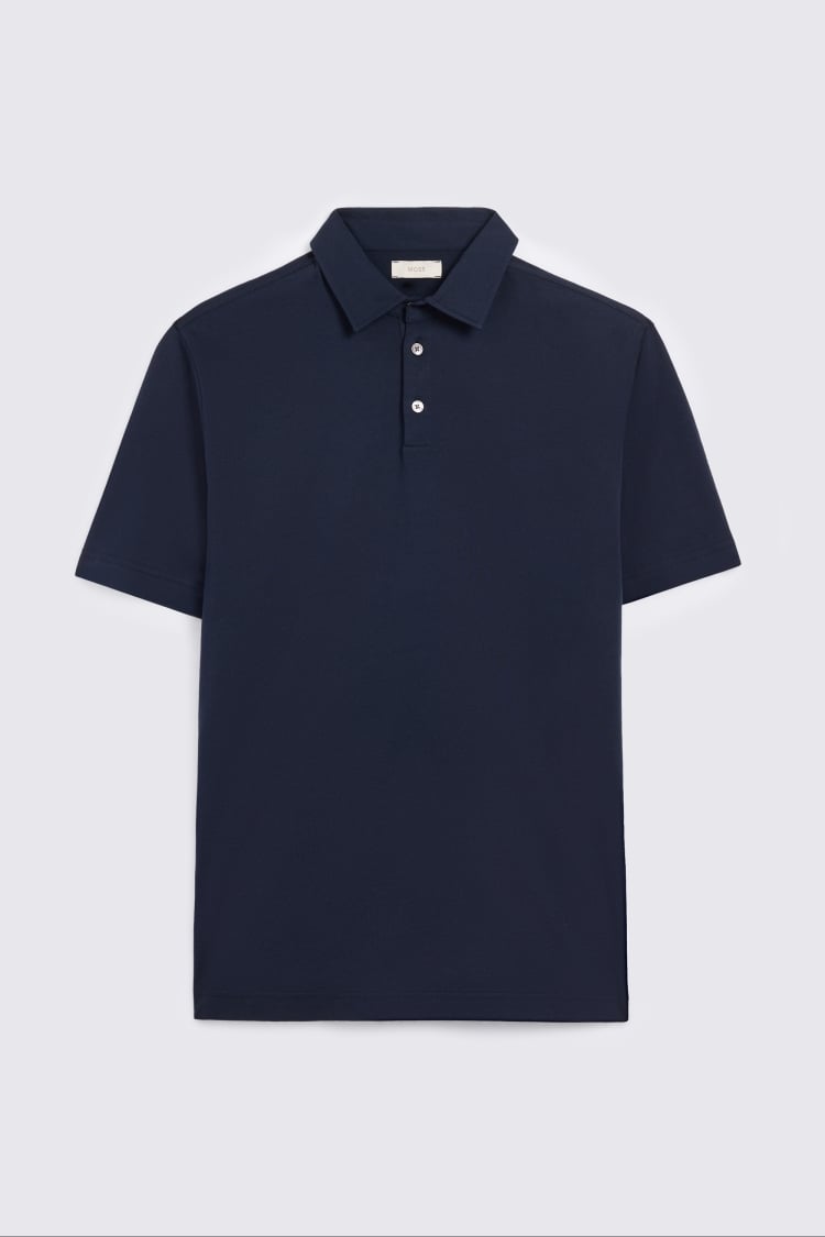 Navy Cotton Jersey Polo Shirt
