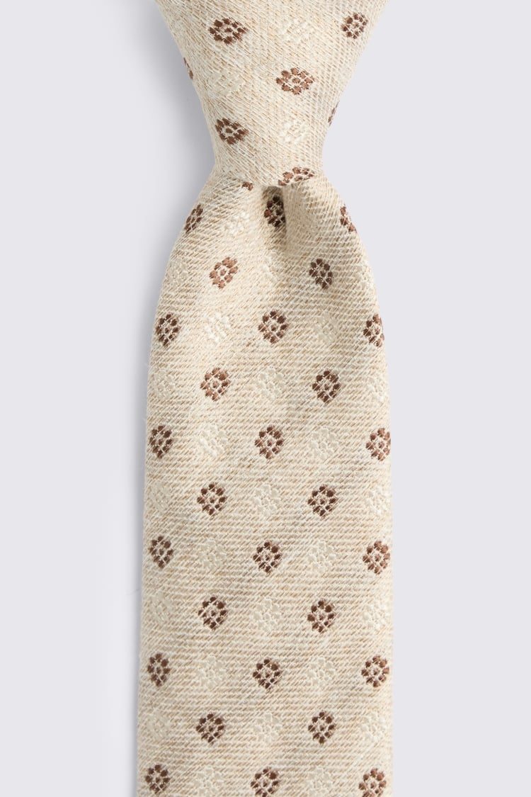 Italian Neutral, Copper & Off White Medallion Tie