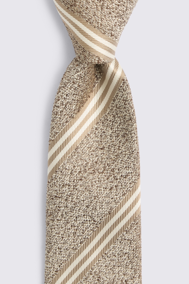 Italian Neutral Silk Texture Stripe Tie