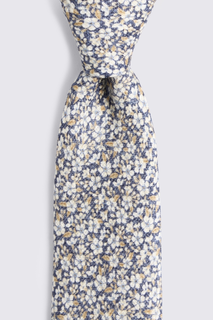 Italian Navy Ditsy Floral Tie