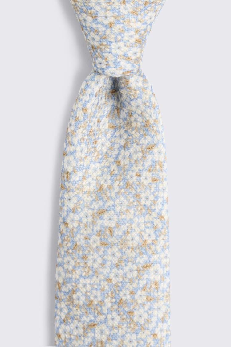 Italian Light Blue Ditsy Floral Tie