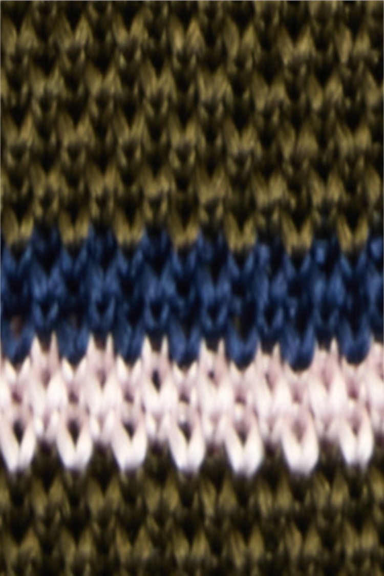 Italian Khaki & Pink Silk Stripe Knitted Tie
