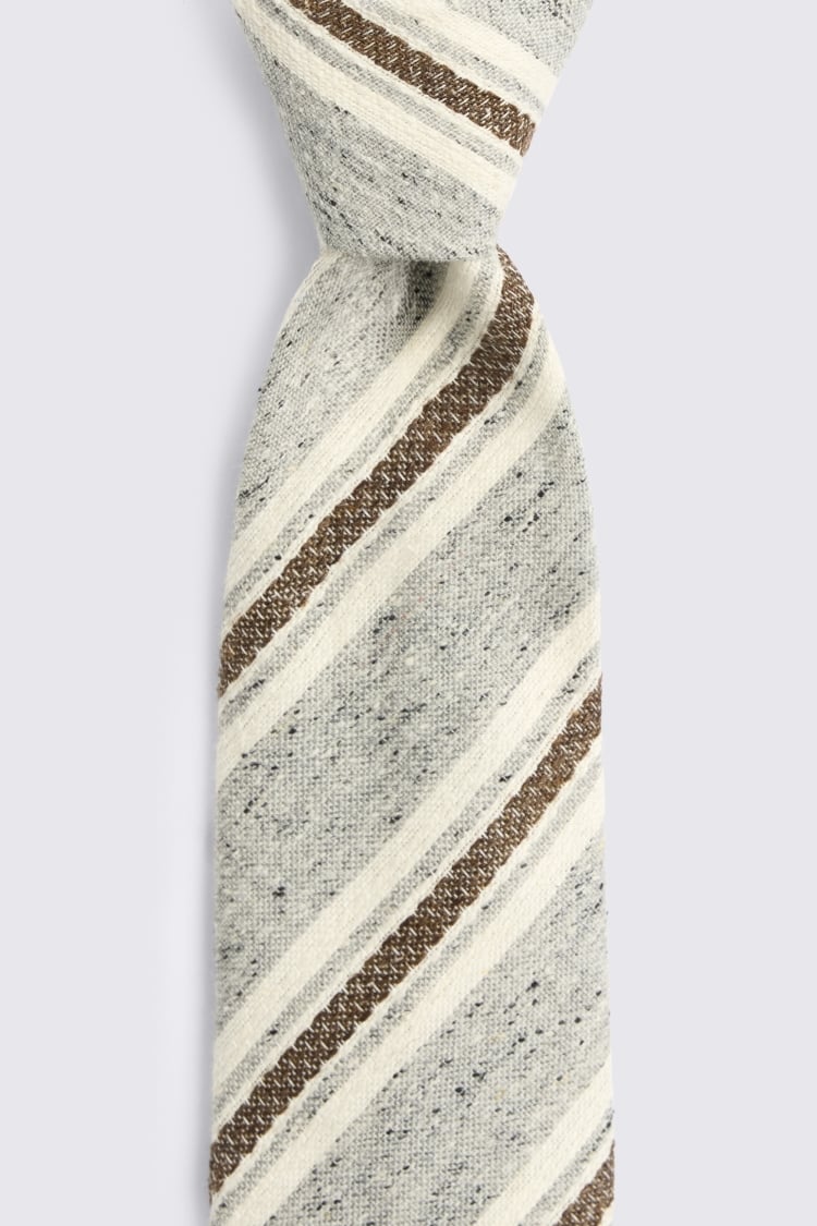 Italian Grey & Brown Stripe Tie