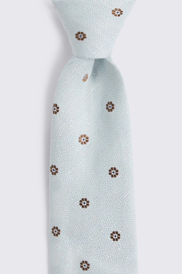 Italian Light Grey & Blue Medallion Tie