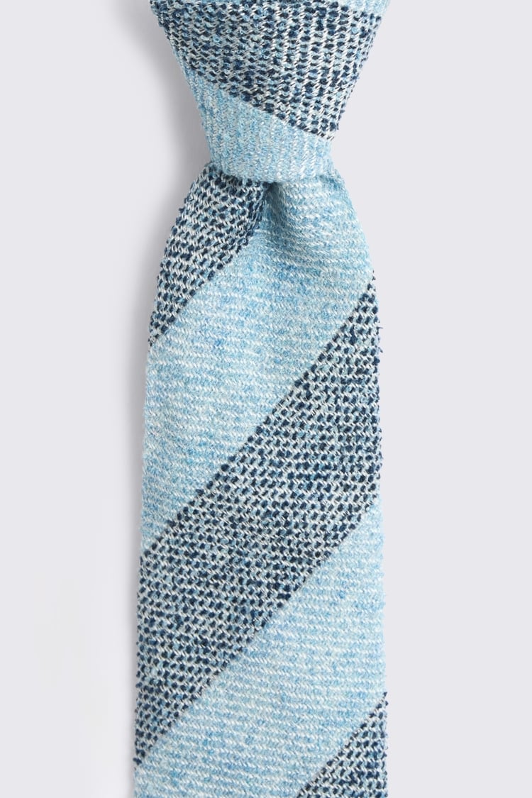 Italian Blue Texture Stripe Tie