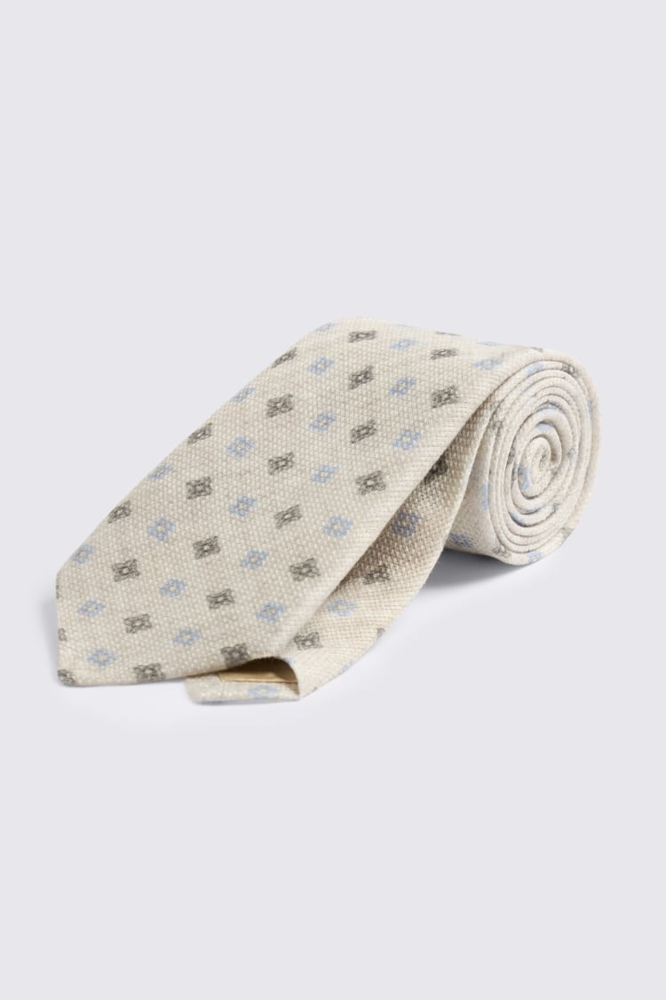 Italian Light Blue & Brown Medallion Tie