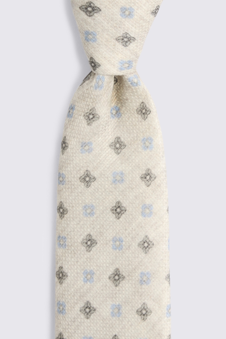 Italian Light Blue & Brown Medallion Tie