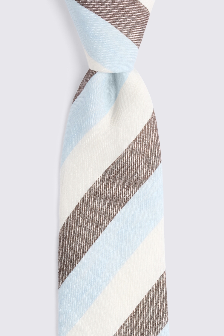 Italian Light Blue & Brown Stripe Tie