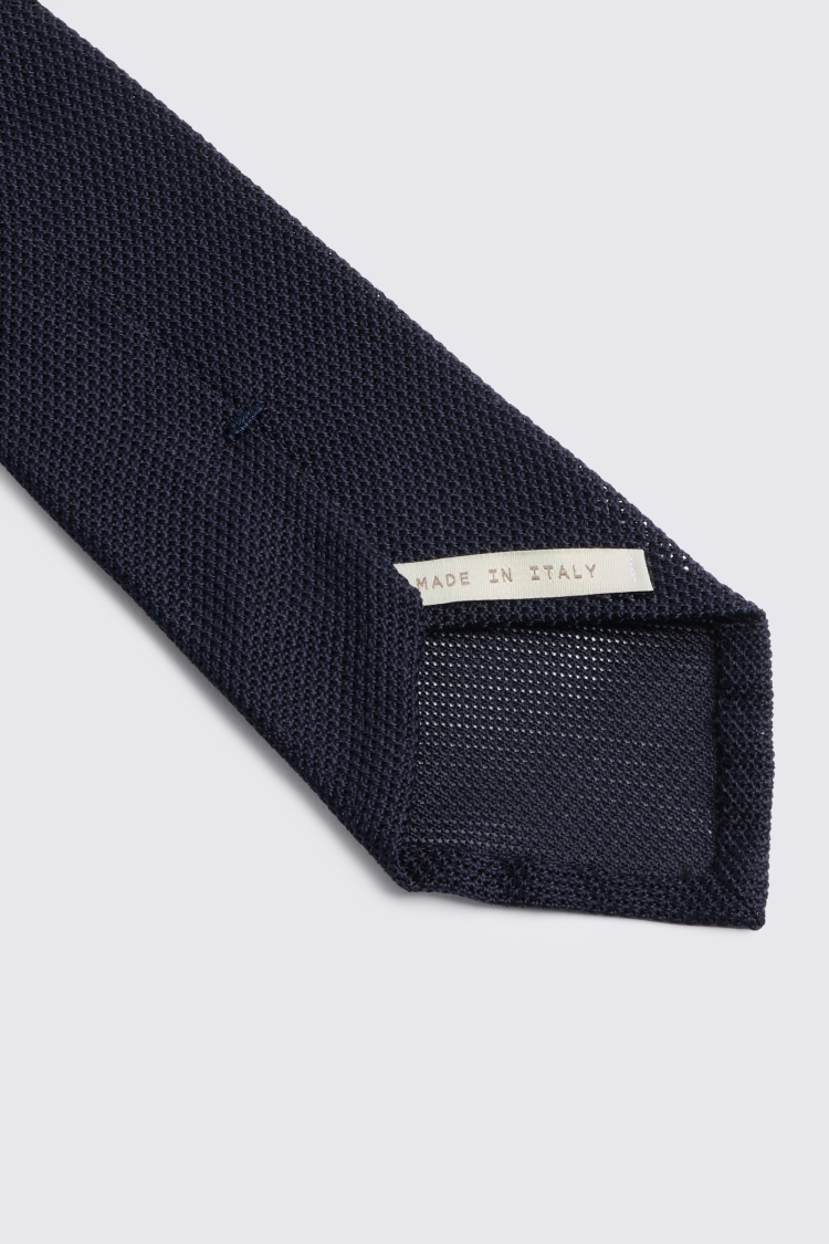 Italian Navy Silk Grenadine Tie