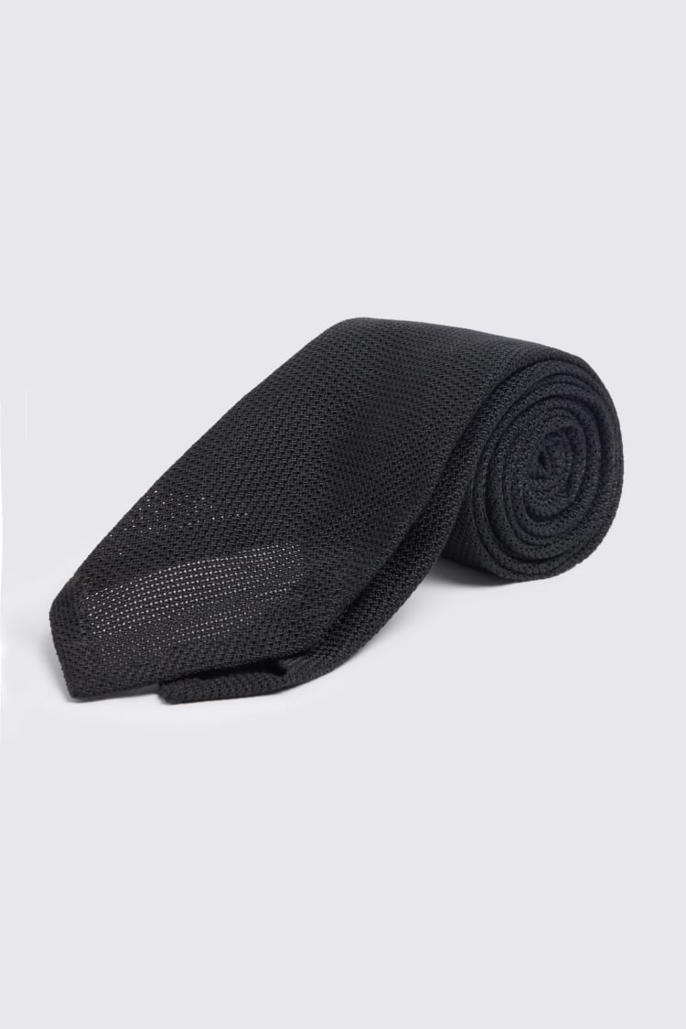 Italian Black Silk Grenadine Tie
