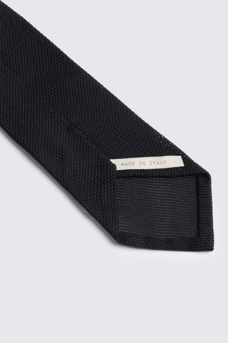 Italian Black Silk Grenadine Tie