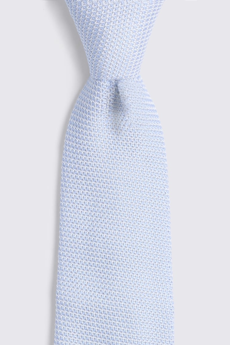 Italian Light Blue Silk Grenadine Tie