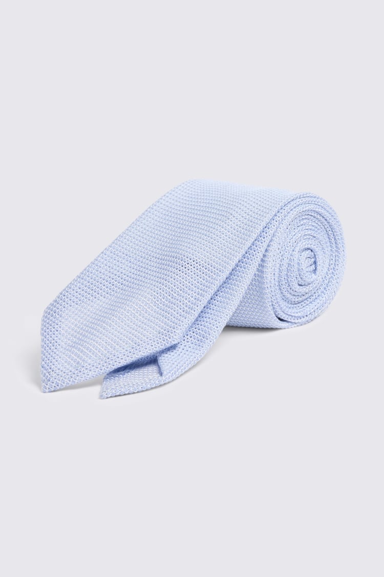 Italian Light Blue Silk Grenadine Tie