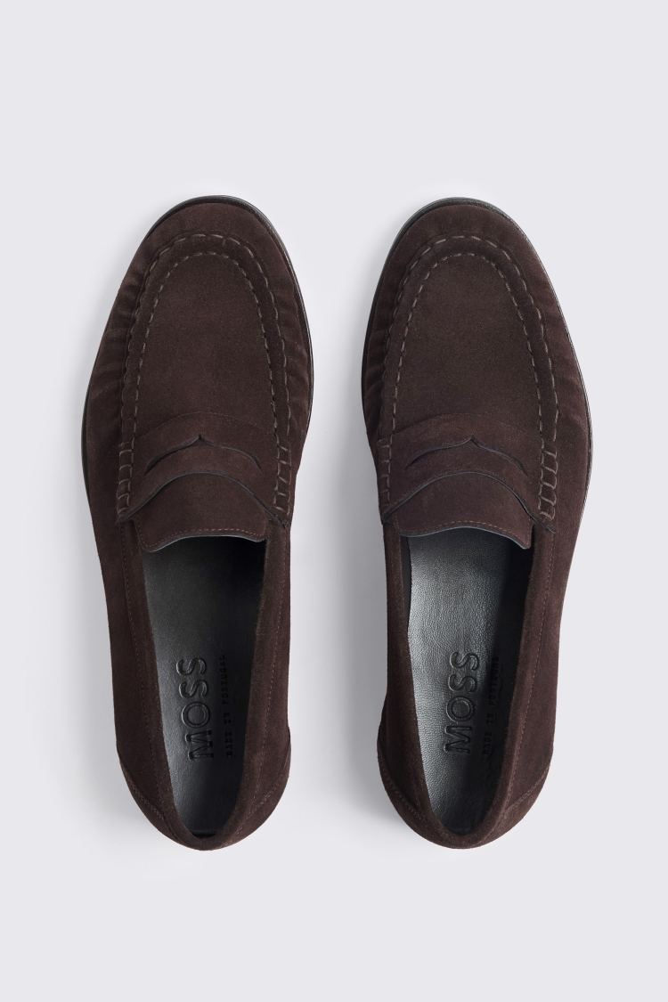 Italian Suede Brown Ruched Loafers