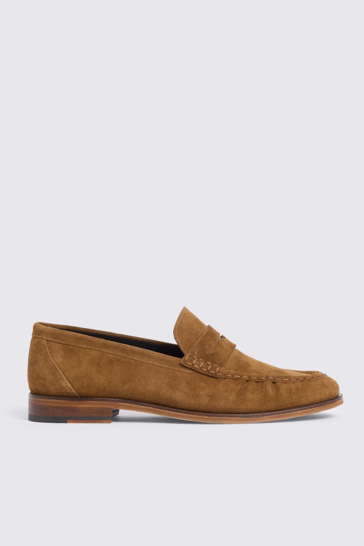 Italian Suede Tobacco Rouched Loafers