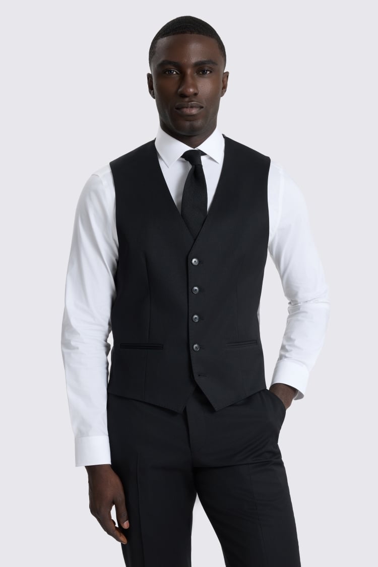 Slim Fit Black Waistcoat
