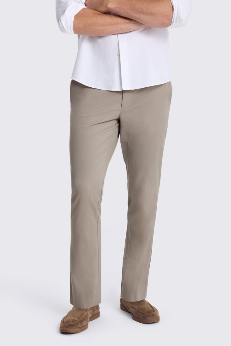 Slim Fit Dark Taupe Cotton Chinos 