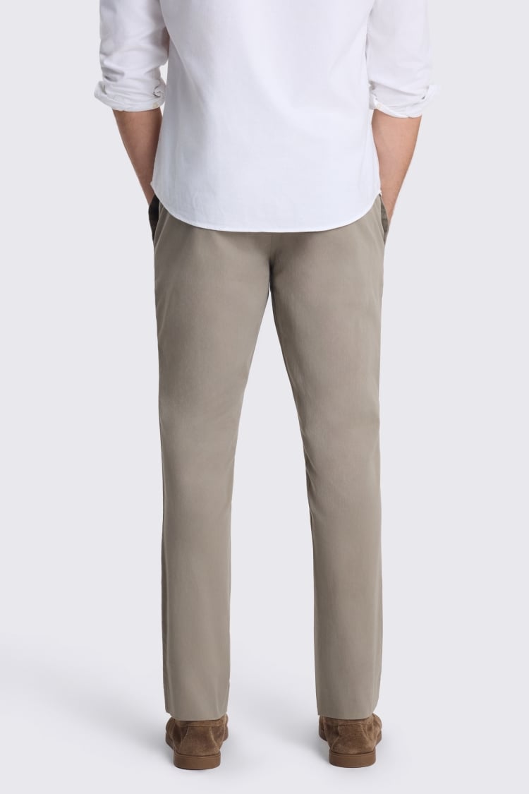 Slim Fit Dark Taupe Cotton Chinos