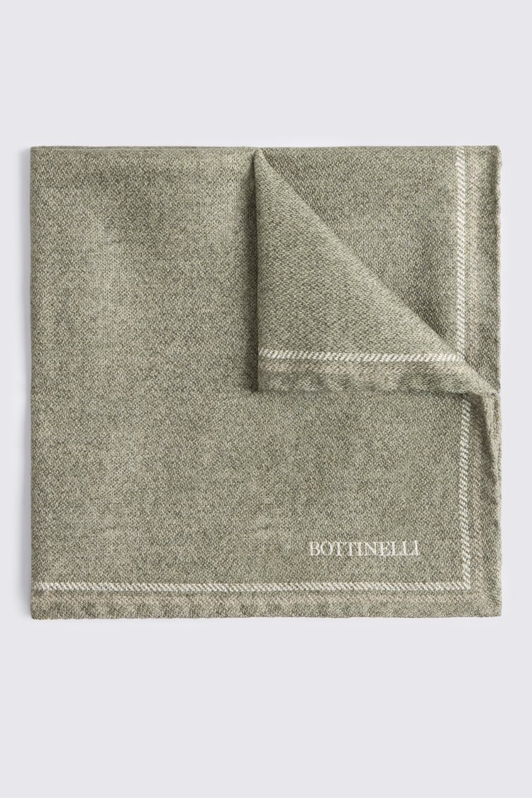 Italian Sage Silk Double Faced Pocket Square