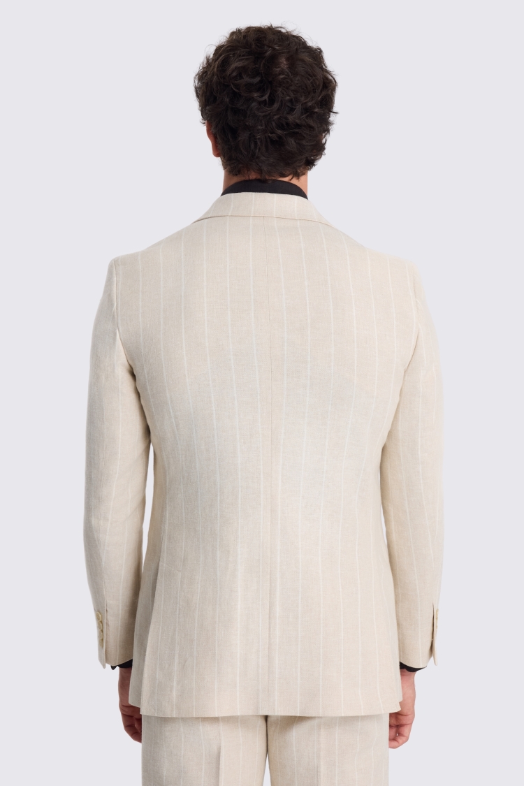 Relaxed Fit Light Camel Stripe Linen Suit