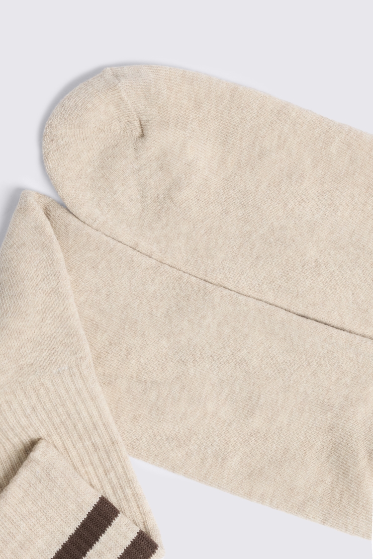 Oatmeal Melange Chocolate Stripe Socks