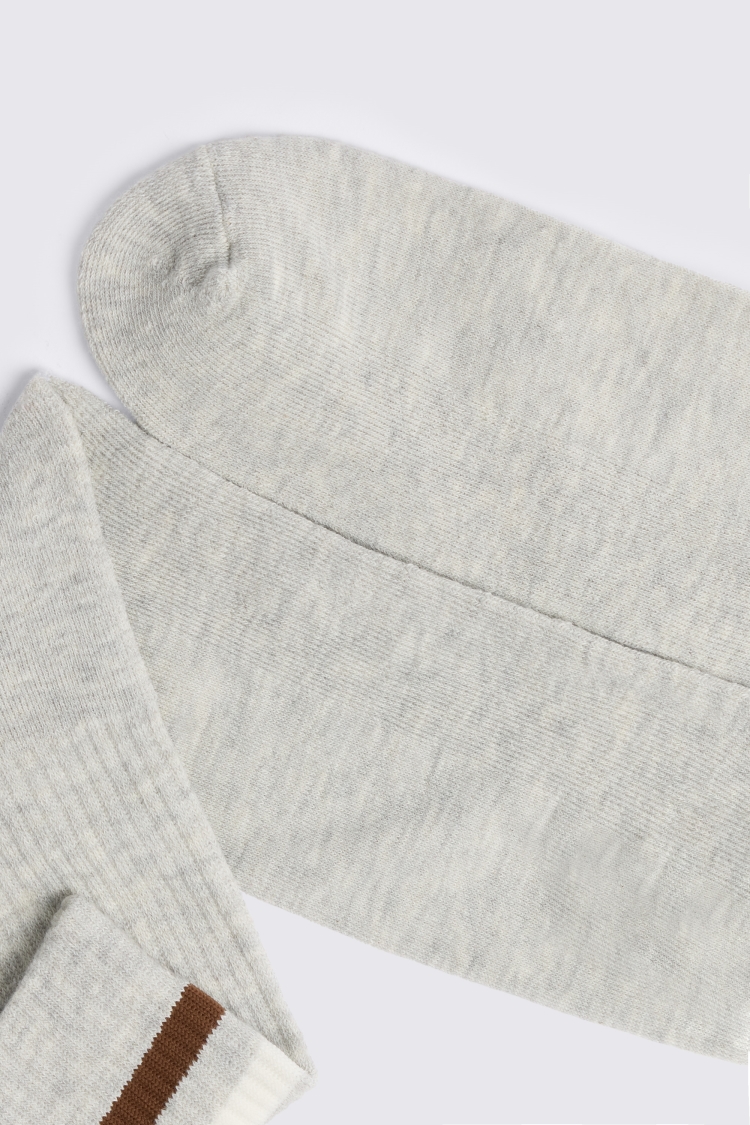 Grey Melange Rust & Off White Stripe Socks