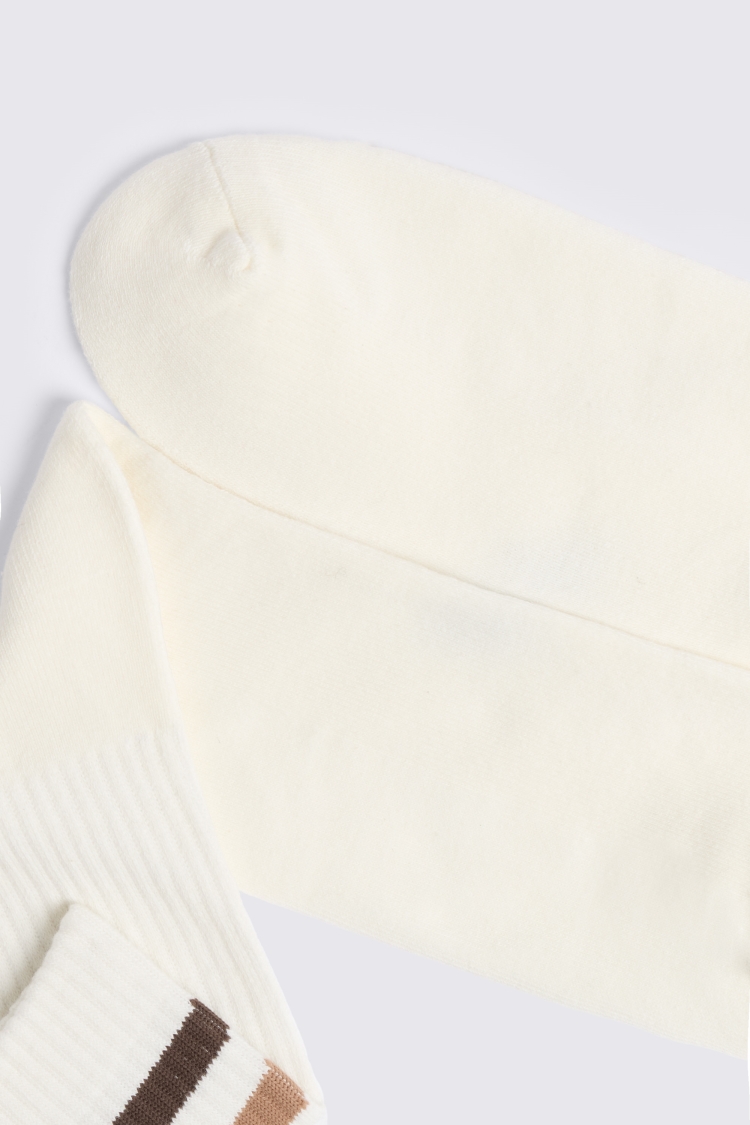 Off White, Chocolate & Taupe Stripe Socks