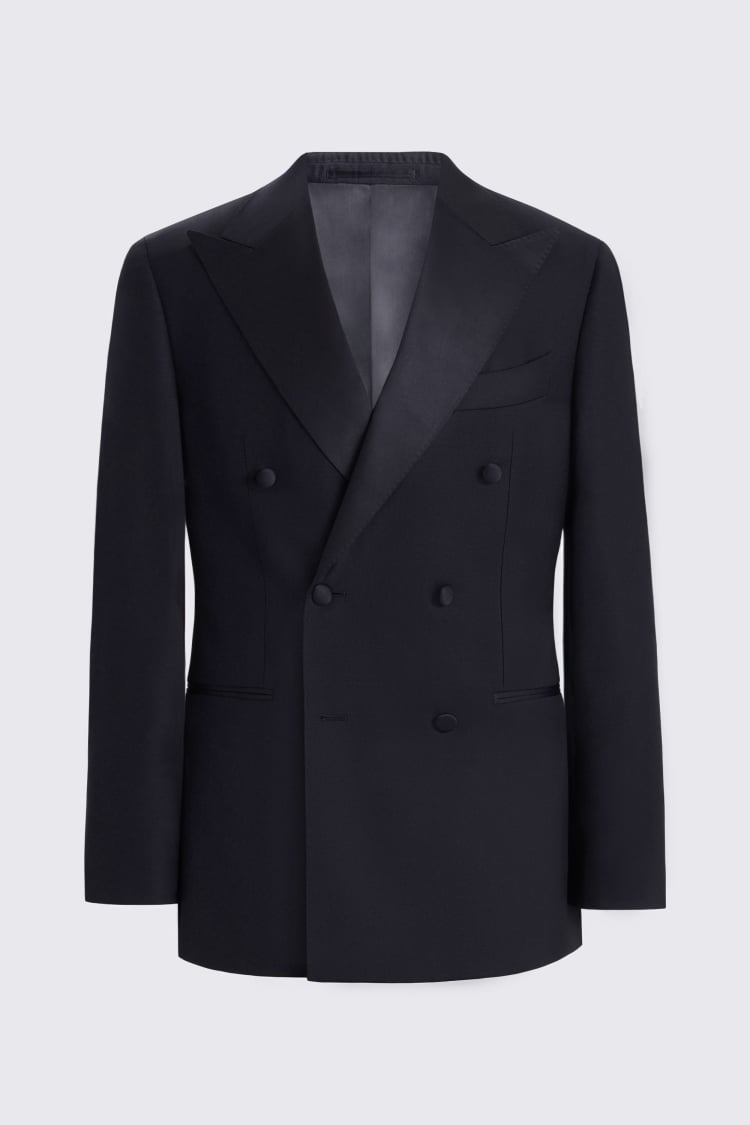 Italian Tailored Fit Navy Twill Tuxedo Jacket