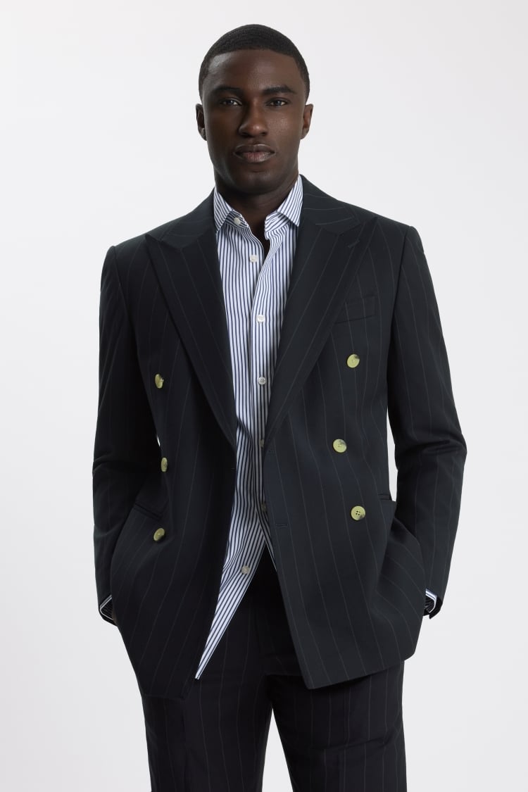 Tailored Fit Navy Stripe Jacket