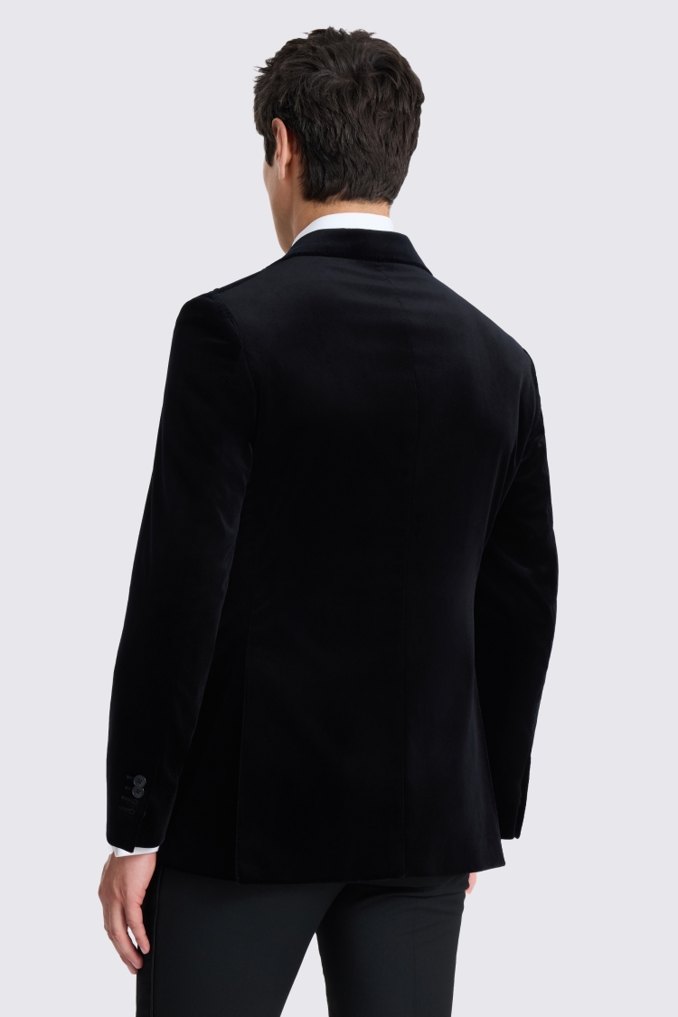 Tailored Fit Black Velvet Suit Jacket 