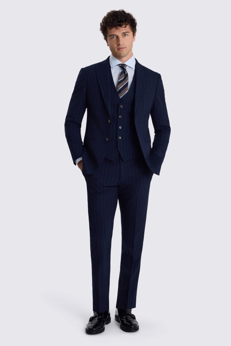 Slim Fit Navy Stripe Suit Jacket 