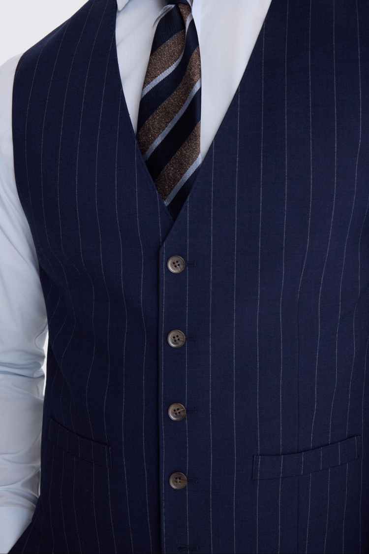 Slim Fit Navy Stripe Waistcoat