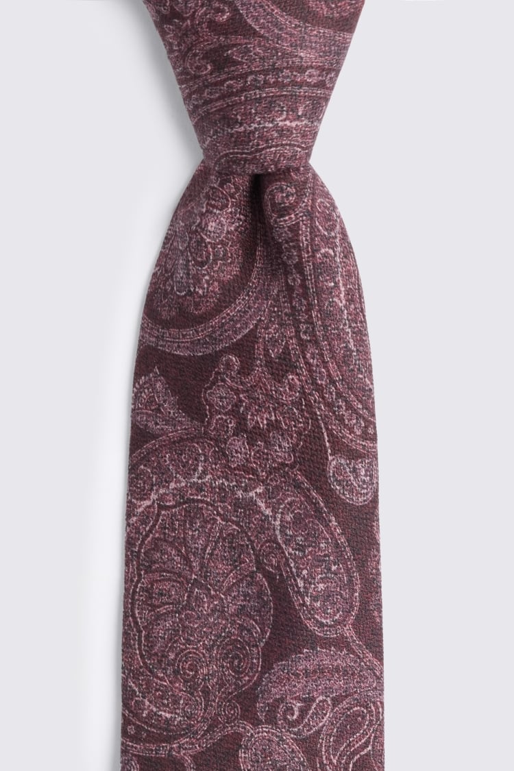 Italian Burgundy Silk Paisley Tie