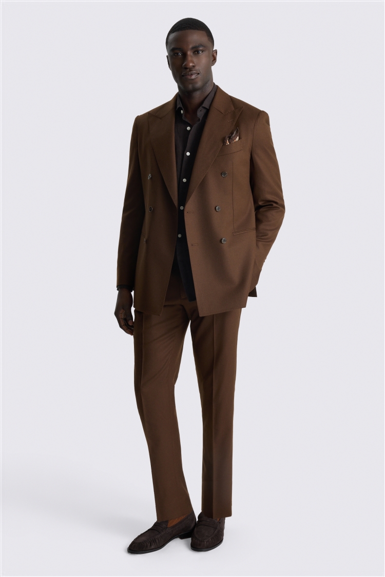 Italian Tailored Fit Chestnut Flannel Suit