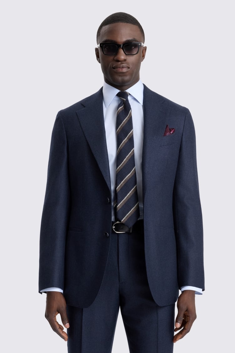 Tailored Fit Navy Check Suit Jacket