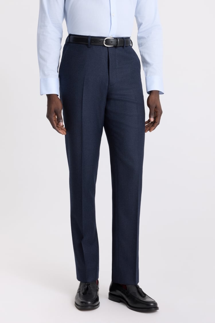 Tailored Fit Navy Check Trouser