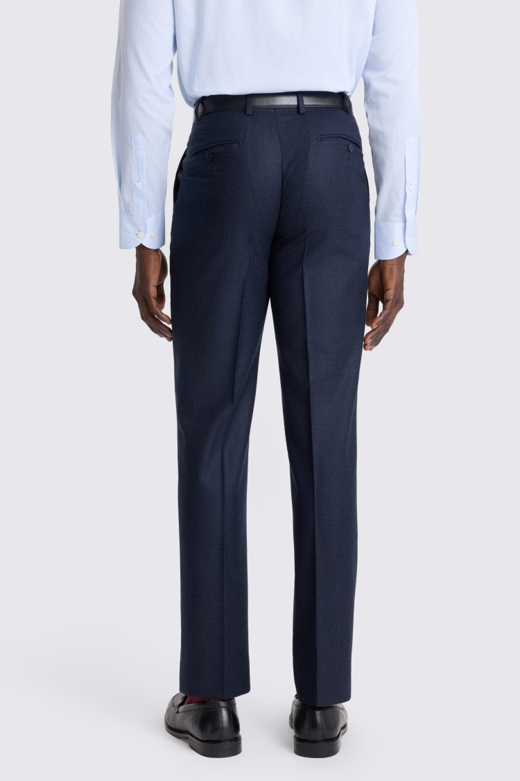 Tailored Fit Navy Check Trouser