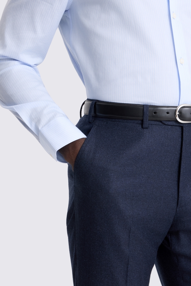 Tailored Fit Navy Check Trouser