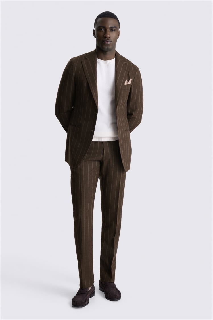 Italian Tailored Fit Brown Stripe Jacket
