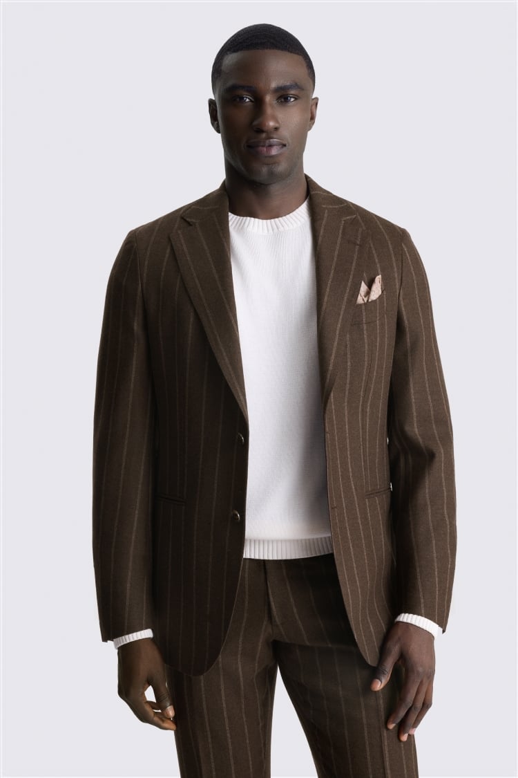 Italian Tailored Fit Brown Stripe Jacket